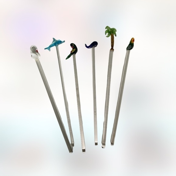 ART glass tropical drink stir stick swizzle - Picture 1 of 5